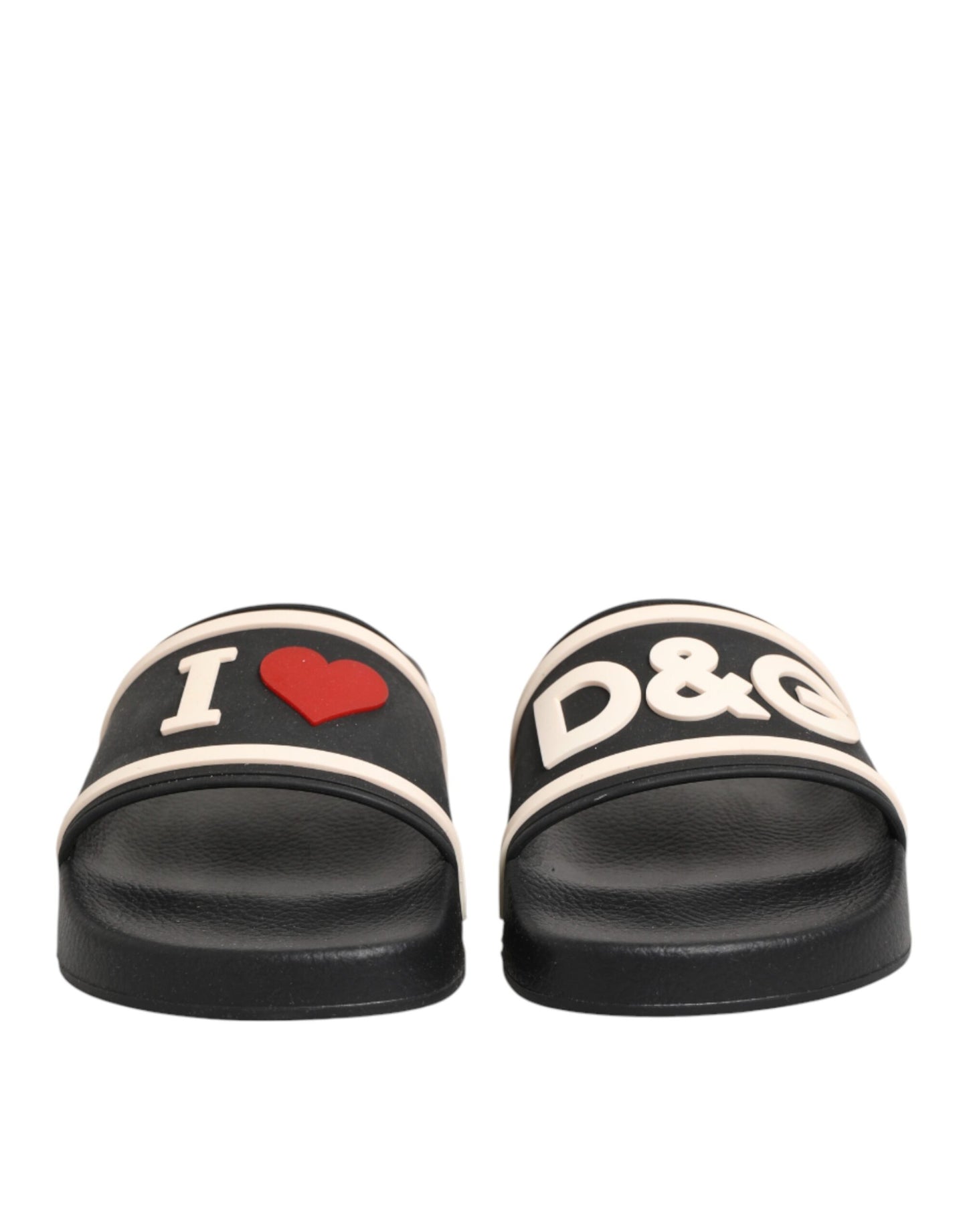 Dolce & Gabbana I Love D&G Black Rubber Pool Slides Sandals