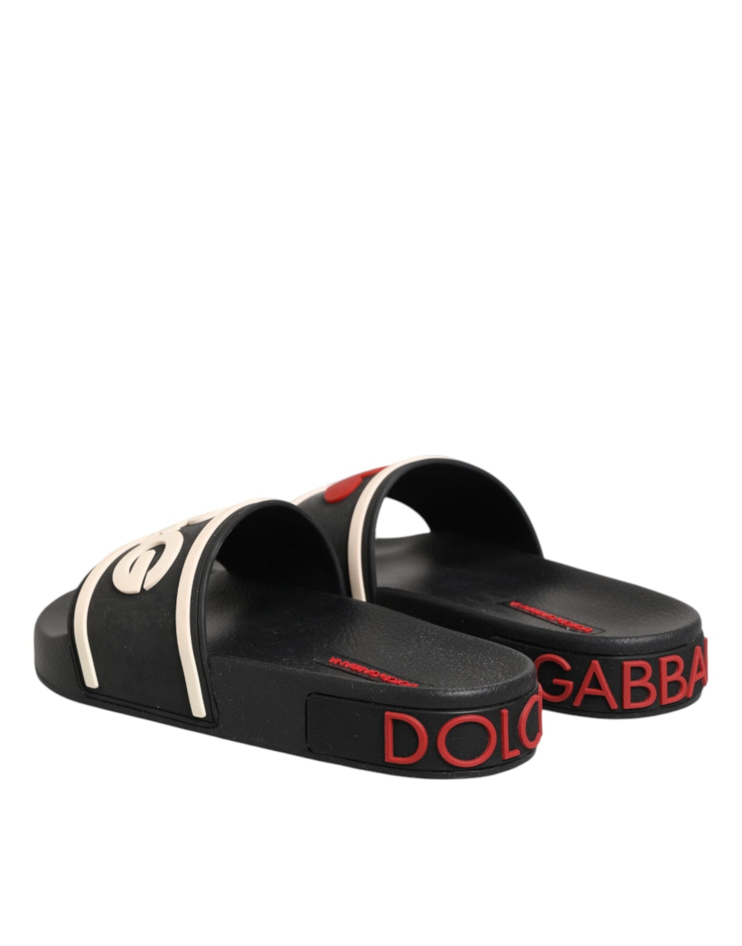 Dolce & Gabbana I Love D&G Black Rubber Pool Slides Sandals