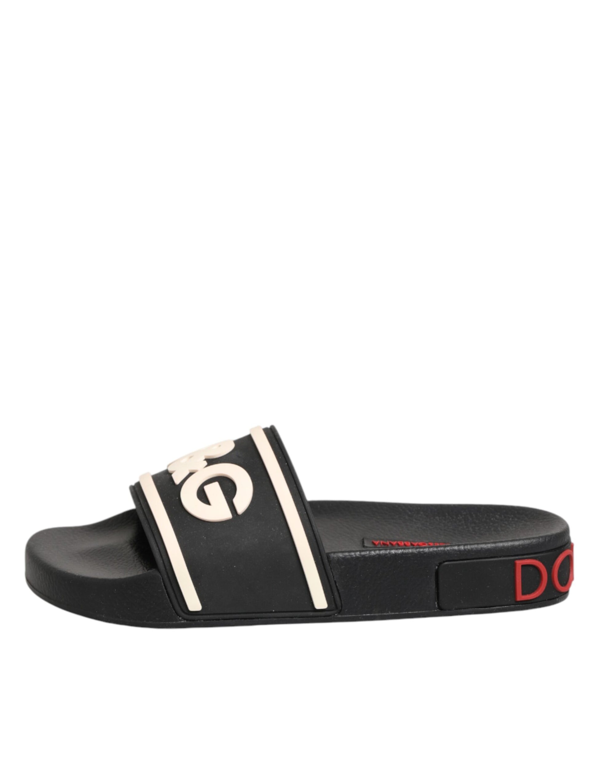 Dolce & Gabbana I Love D&G Black Rubber Pool Slides Sandals