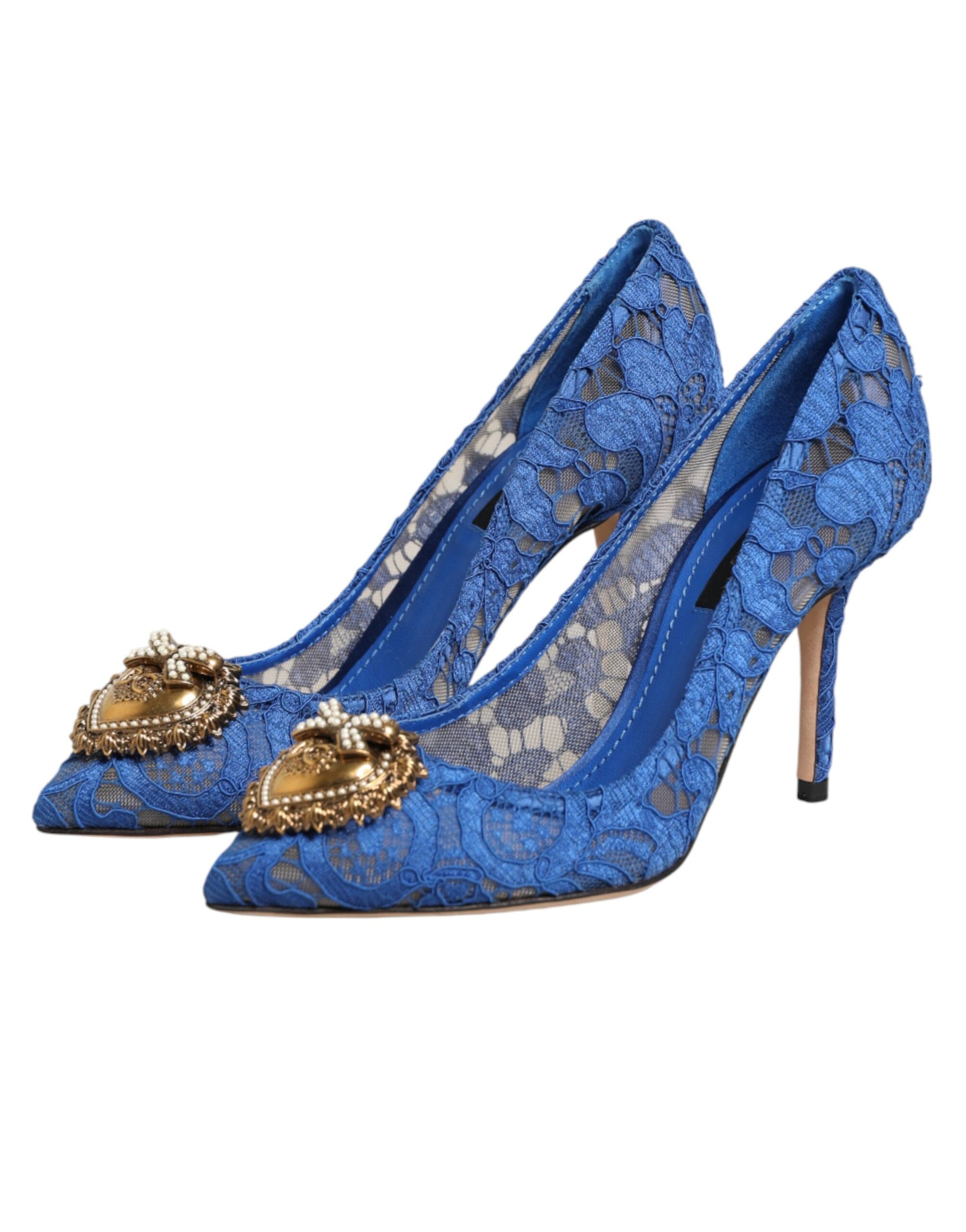 Dolce & Gabbana Blue Taormina Lace DEVOTION Pumps