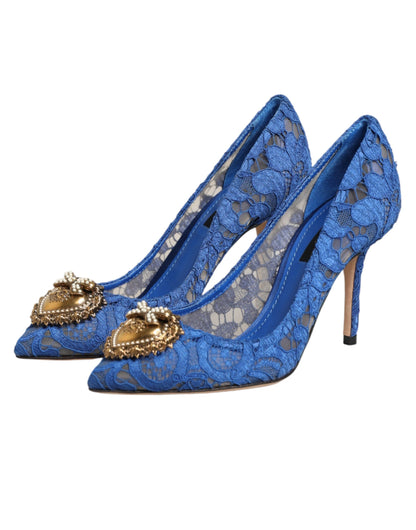 Dolce & Gabbana Blue Taormina Lace DEVOTION Pumps
