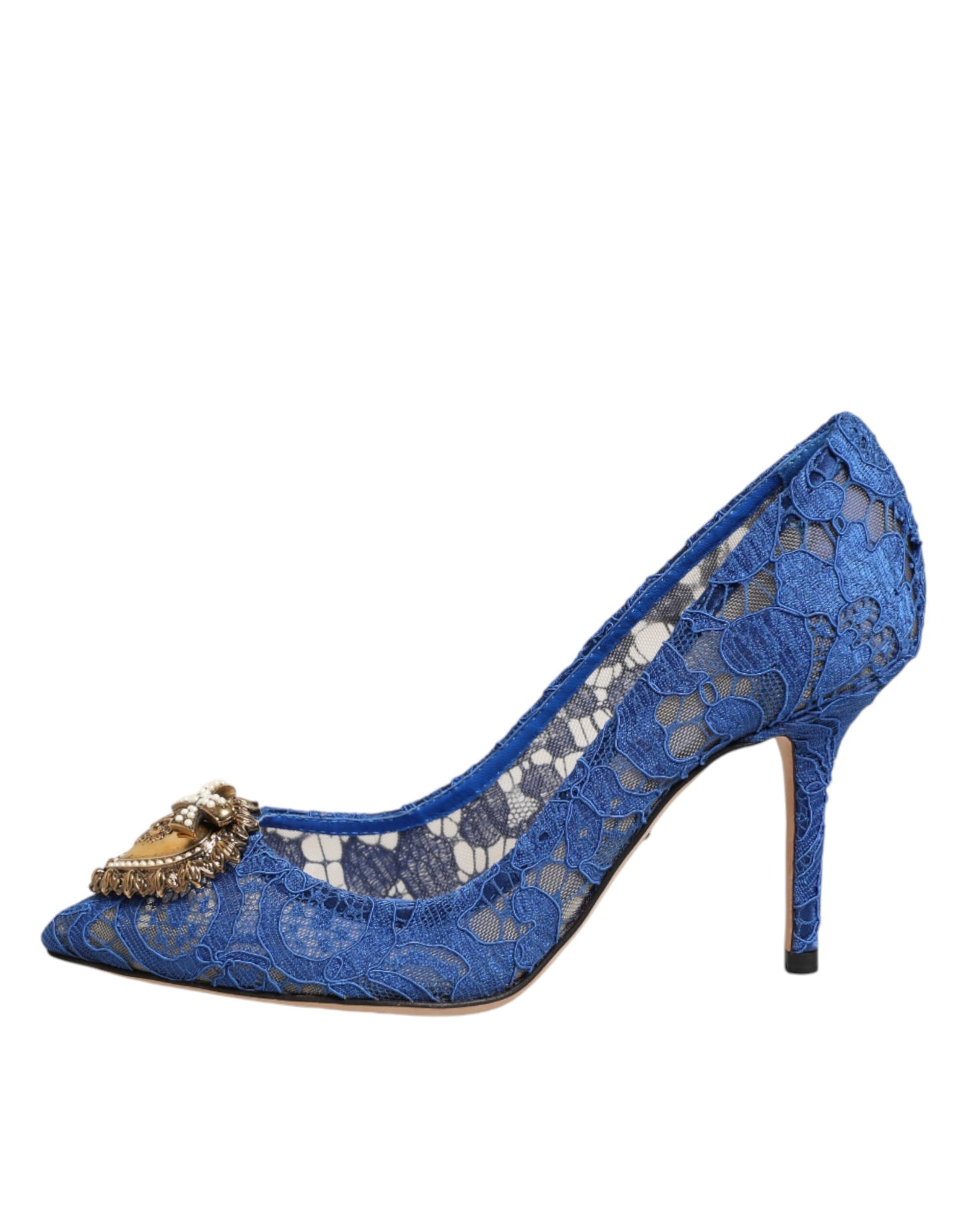 Dolce & Gabbana Blue Taormina Lace DEVOTION Pumps