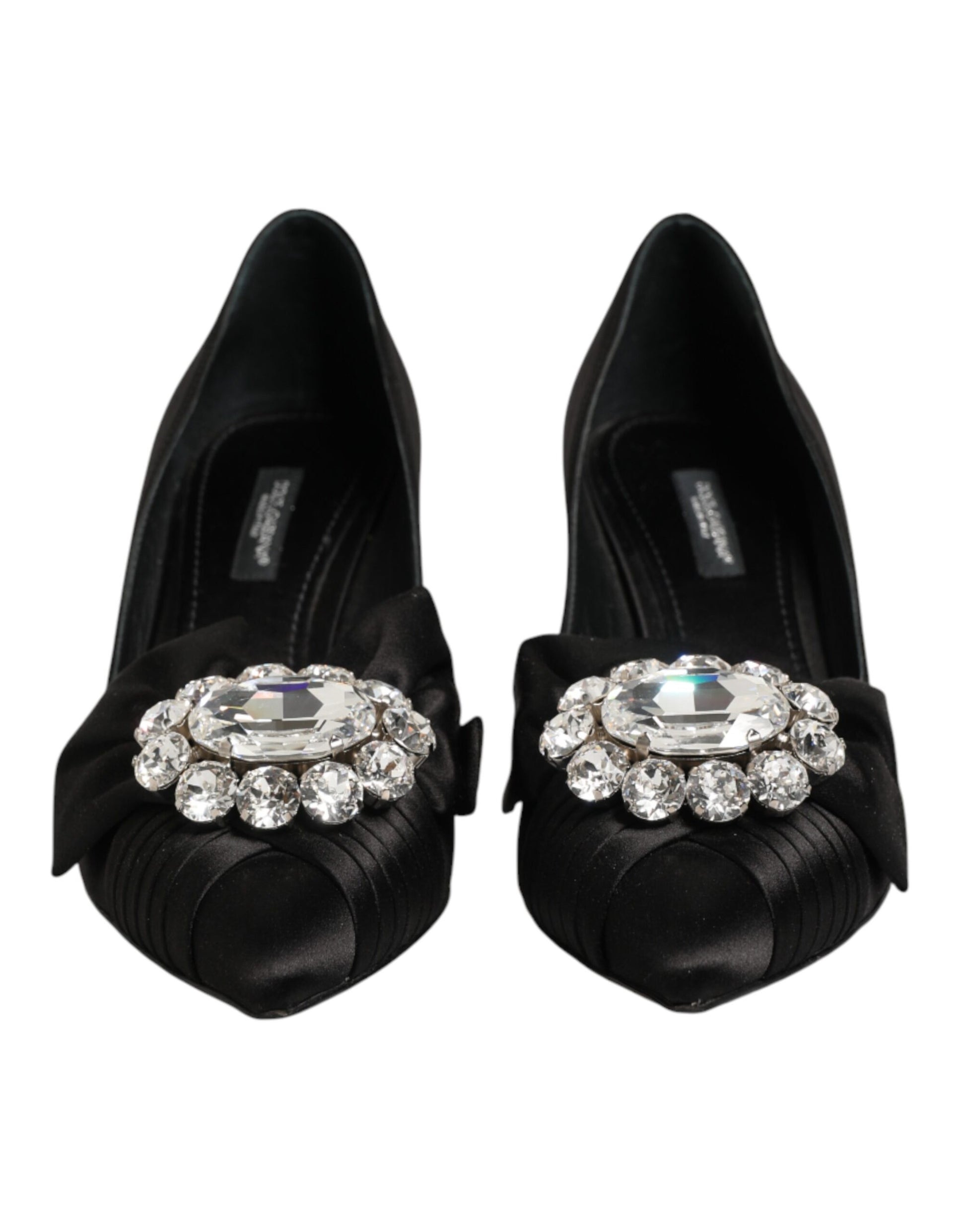 Dolce & Gabbana Black Satin Bow Crystal Embellishment Pumps