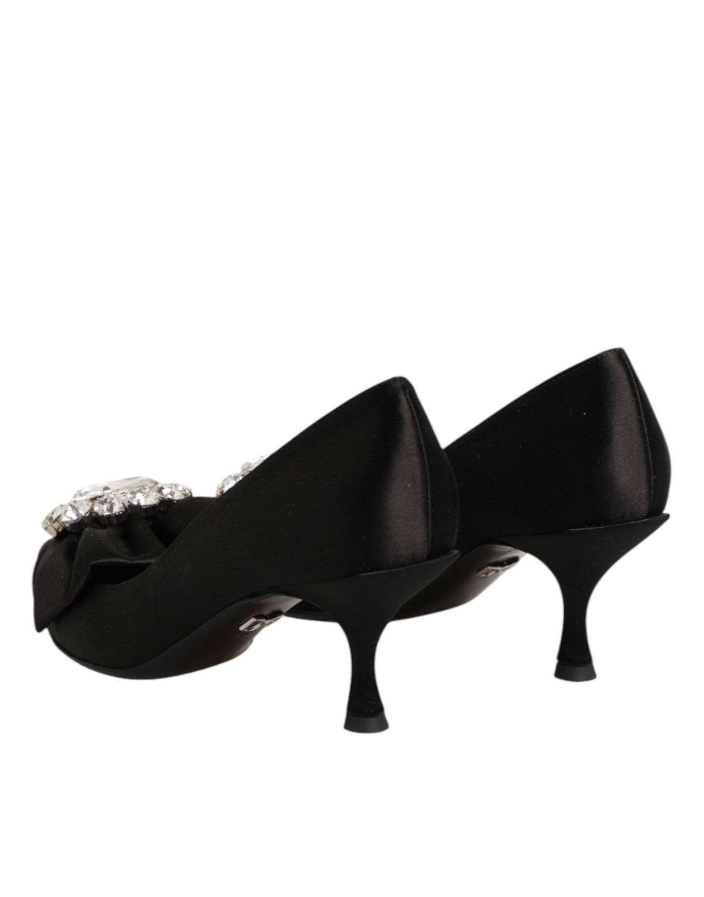 Dolce & Gabbana Black Satin Bow Crystal Embellishment Pumps