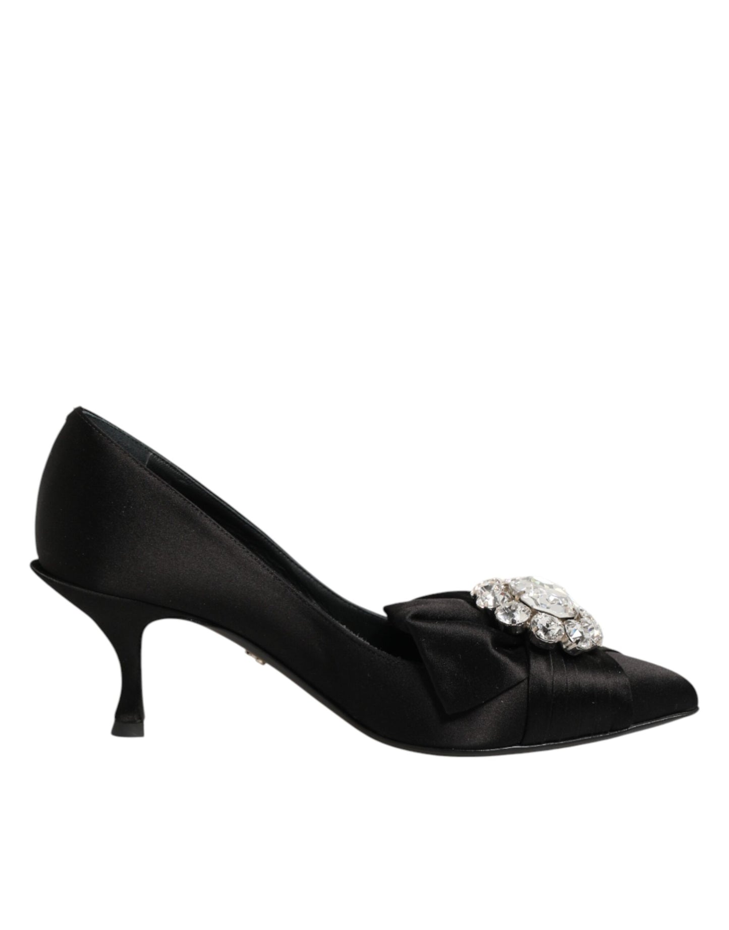 Dolce & Gabbana Black Satin Bow Crystal Embellishment Pumps