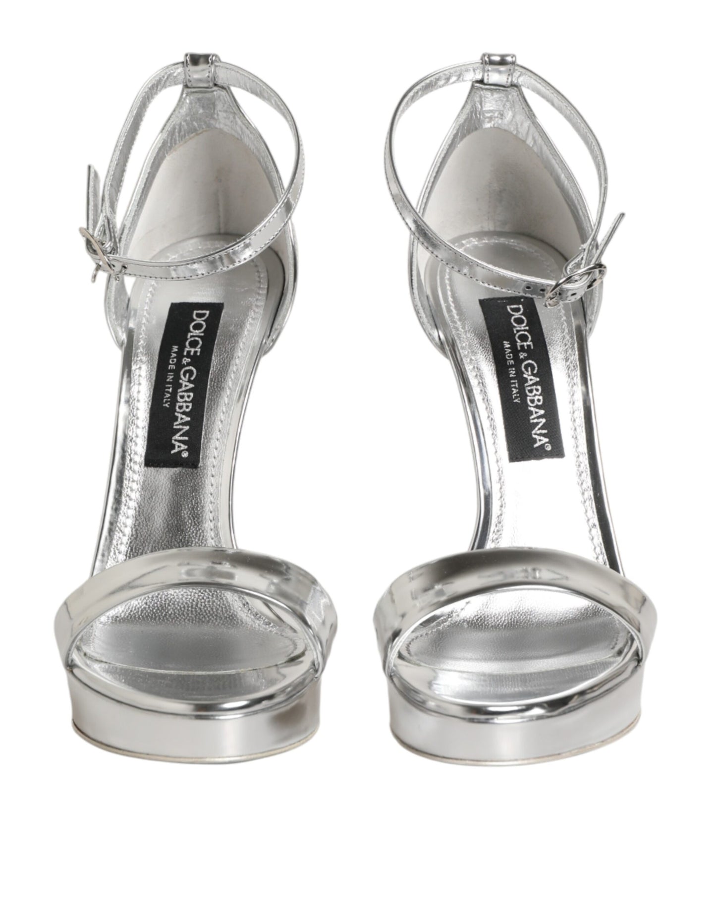 Dolce & Gabbana Silver Leather Platform Keira Sandals