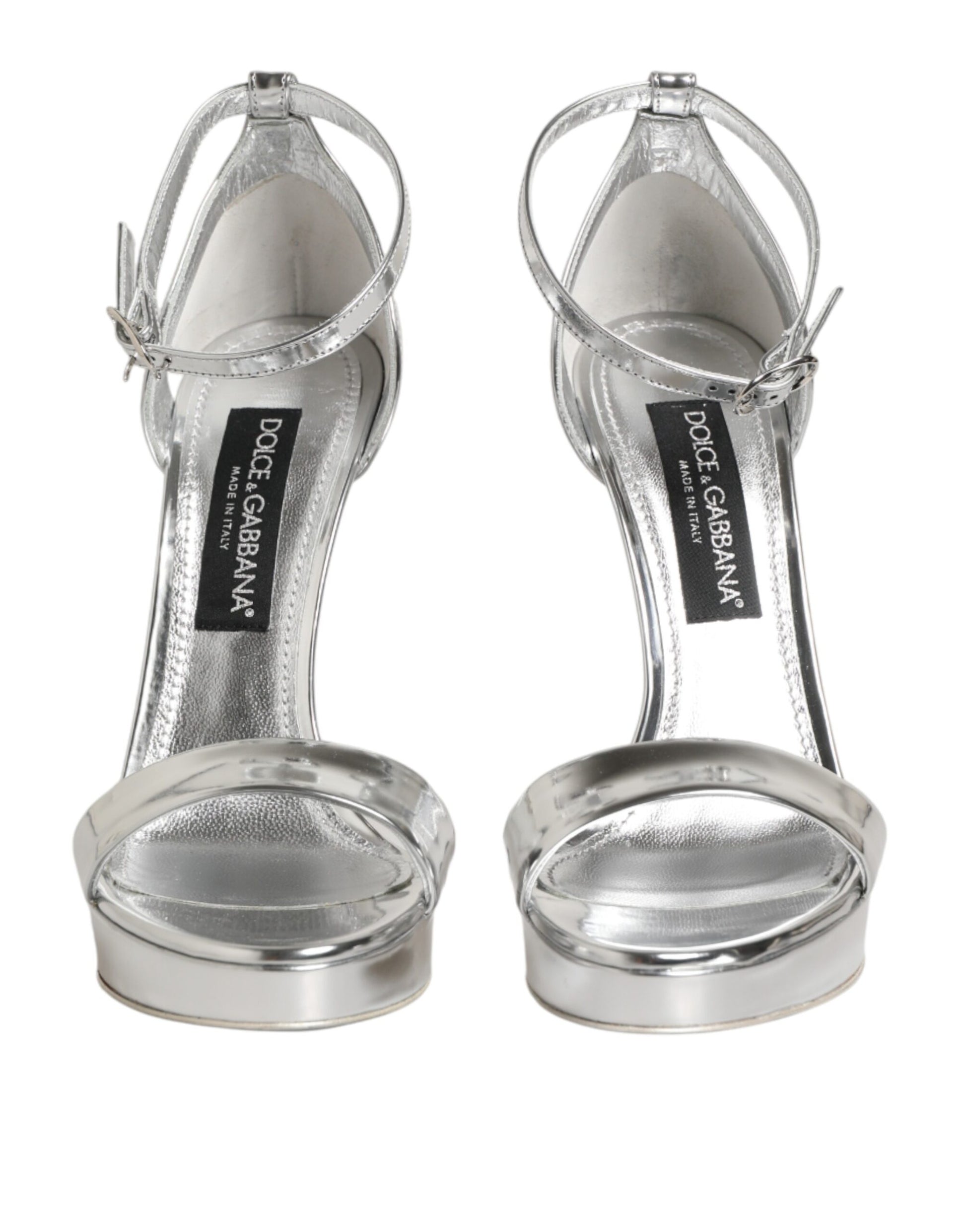 Dolce & Gabbana Silver Leather Platform Keira Sandals