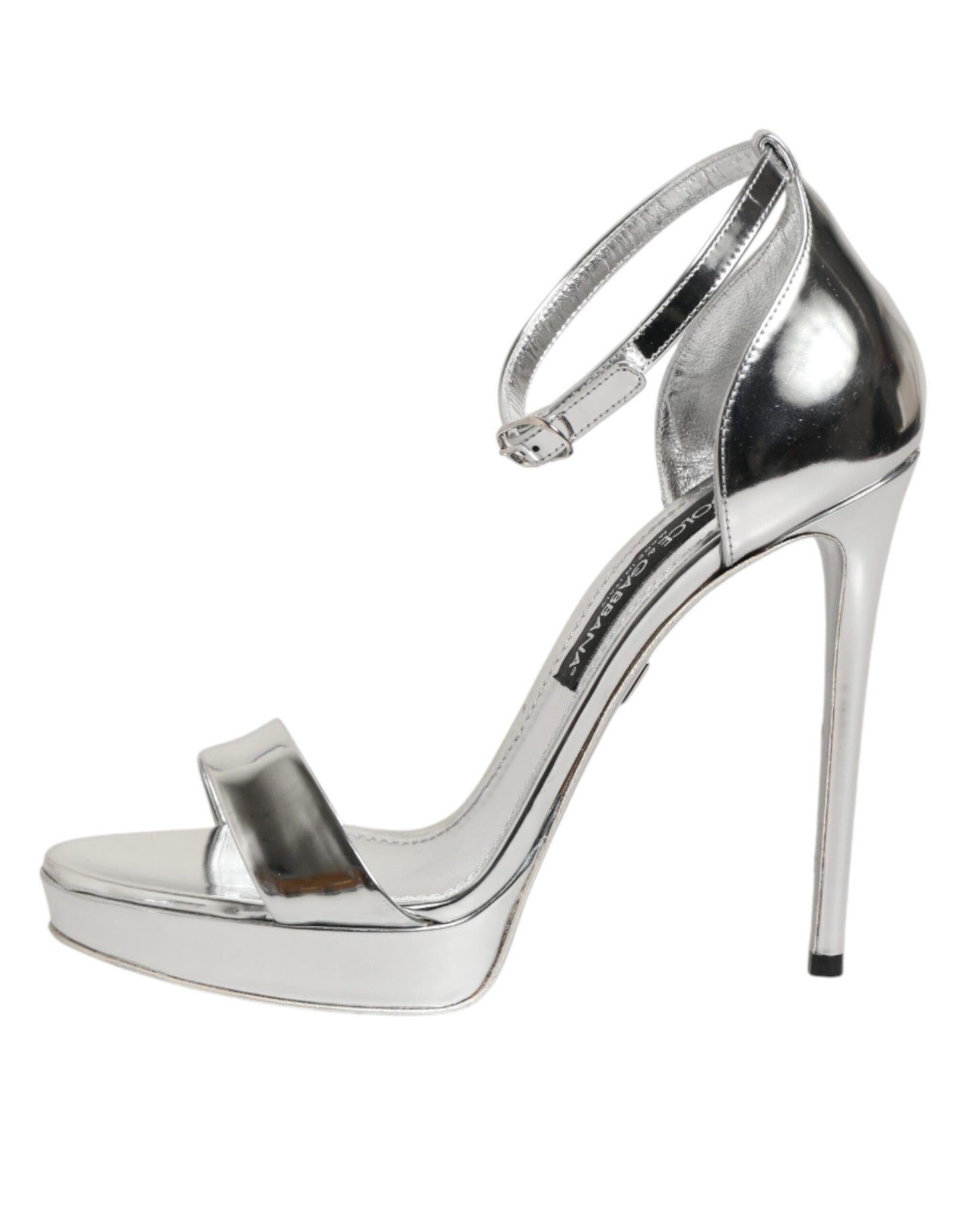 Dolce & Gabbana Silver Leather Platform Keira Sandals