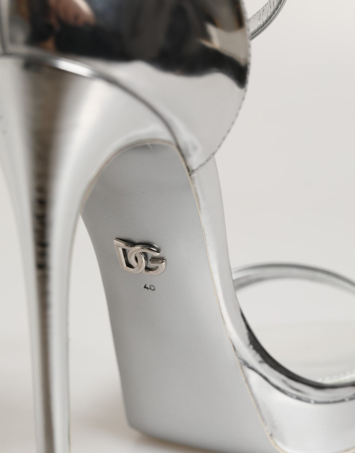 Dolce & Gabbana Silver Leather Platform Keira Sandals
