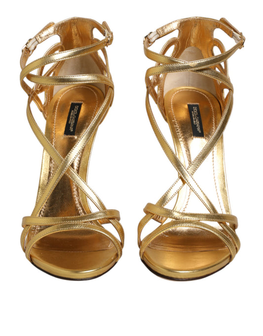 Dolce & Gabbana Gold Leather Keira Heels Sandals
