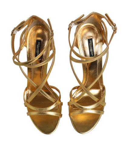 Dolce & Gabbana Gold Leather Keira Heels Sandals