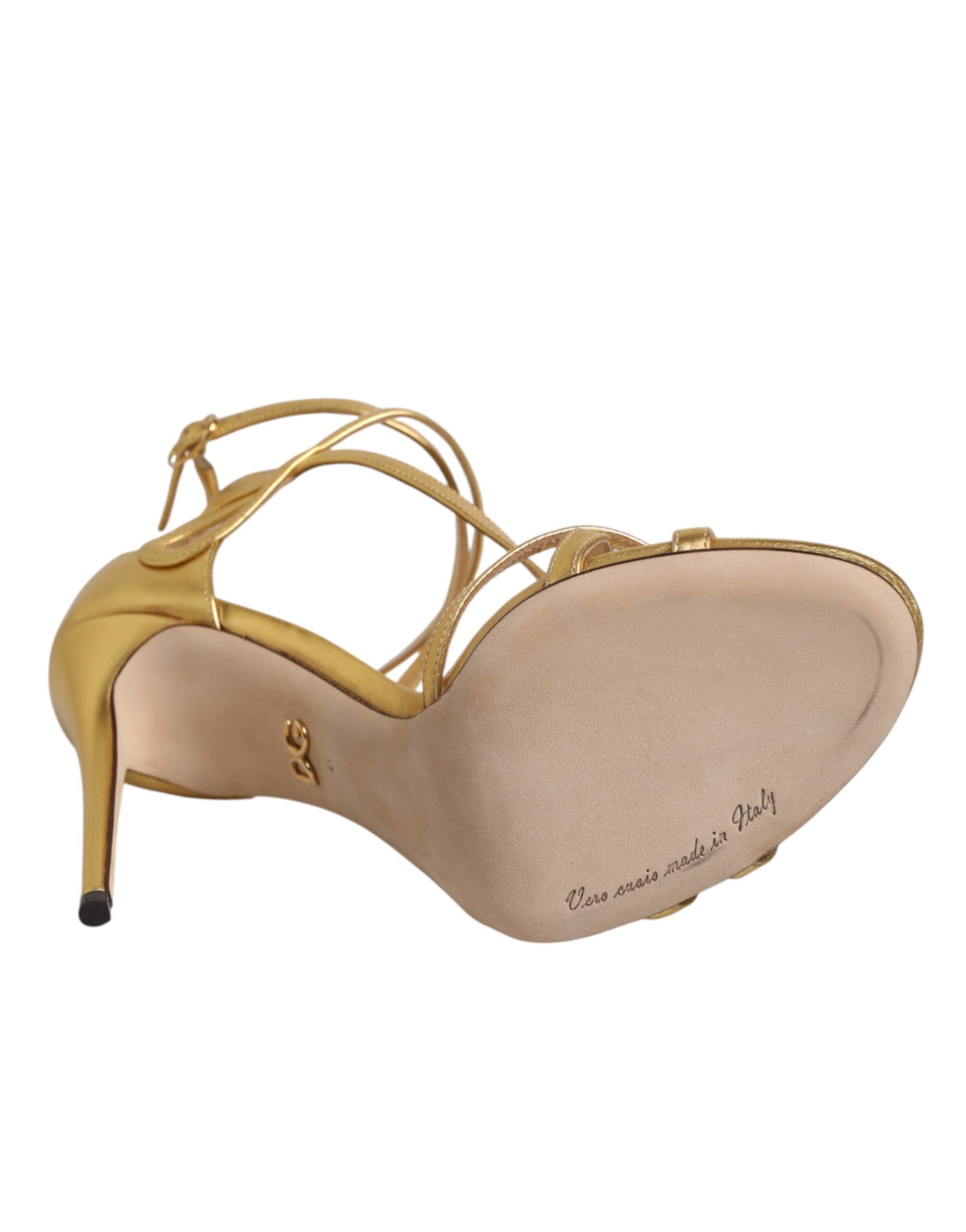 Dolce & Gabbana Gold Leather Keira Heels Sandals