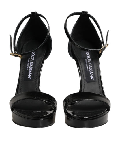 Dolce & Gabbana Black Leather Platform Keira Sandals