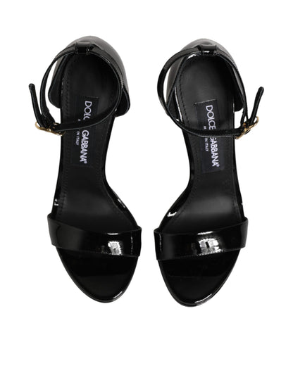 Dolce & Gabbana Black Leather Platform Keira Sandals