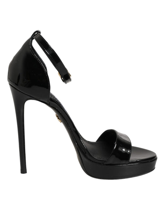 Dolce & Gabbana Black Leather Platform Keira Sandals