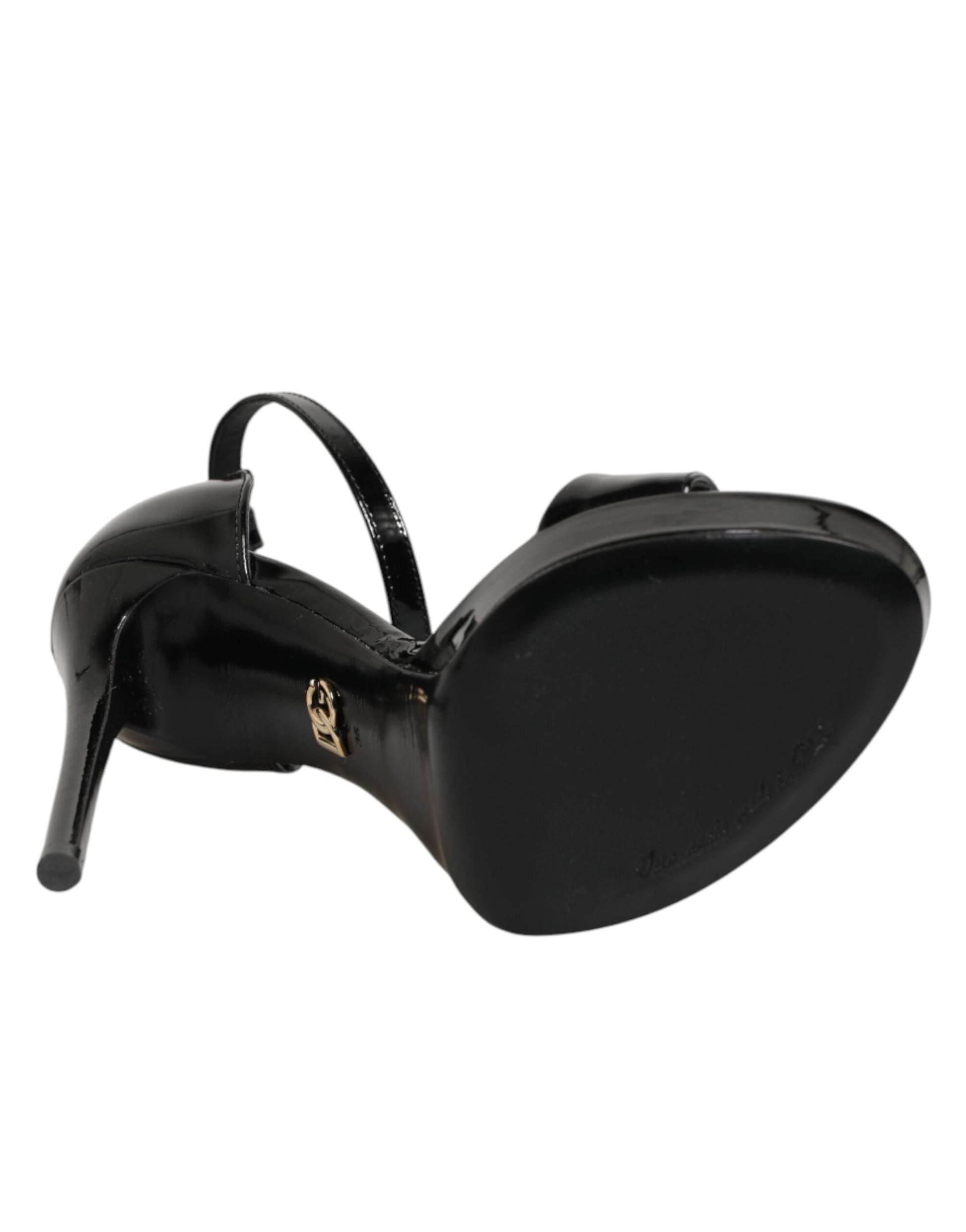 Dolce & Gabbana Black Leather Platform Keira Sandals