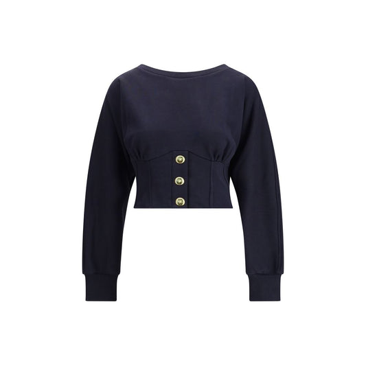 PINKO Blue Cotton Sweatshirt with Corset Detail