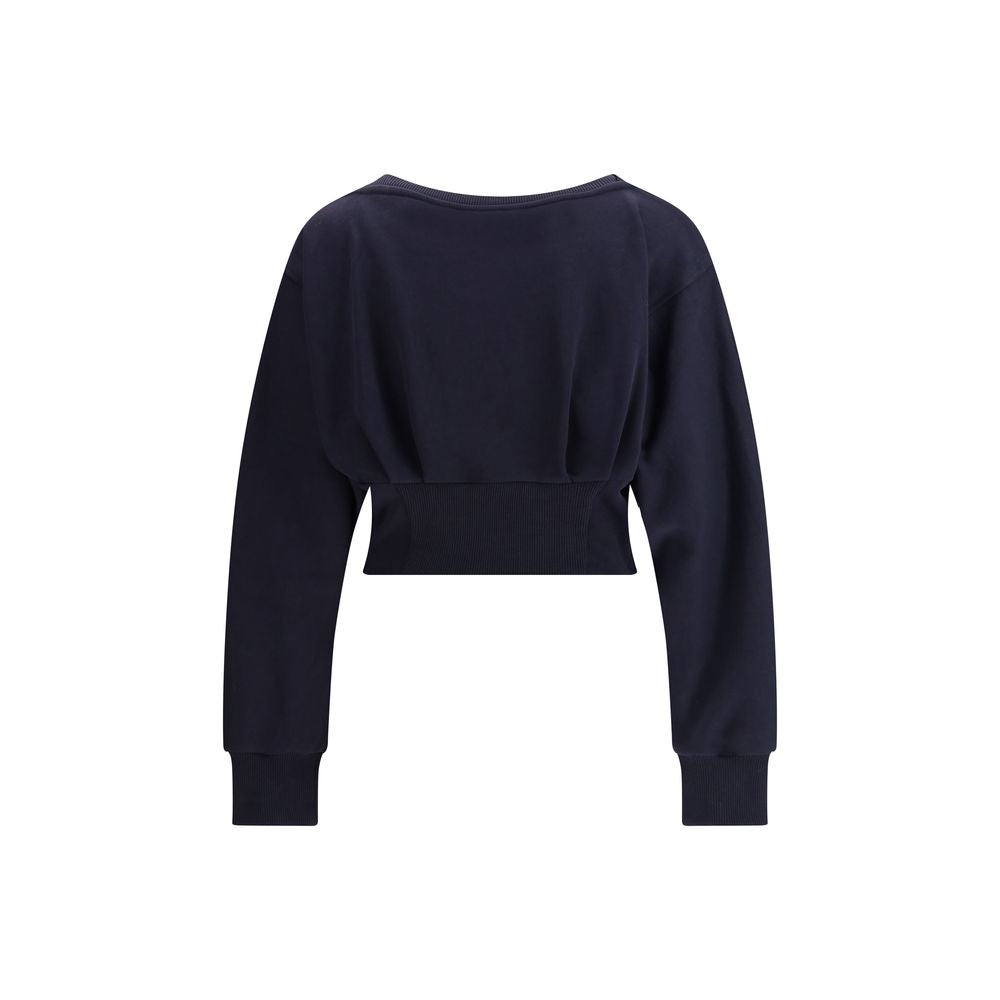 PINKO Blue Cotton Sweatshirt with Corset Detail