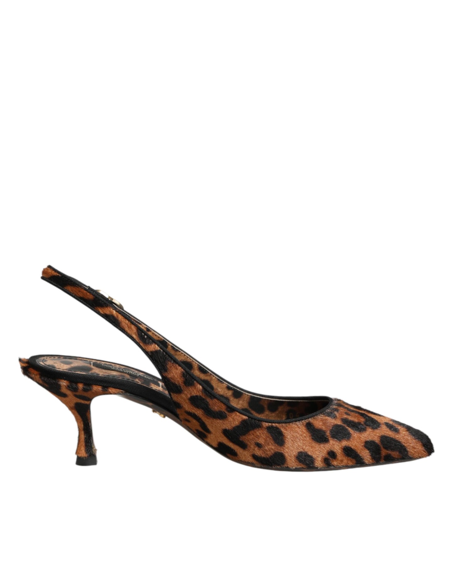 Dolce & Gabbana Brown Leopard Calfskin Fur Slingbacks