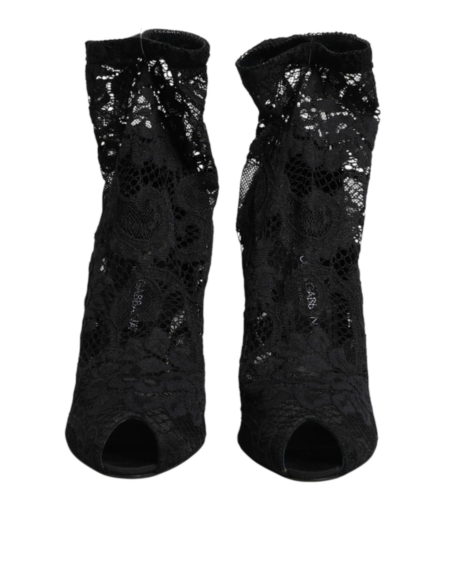 Dolce & Gabbana Black Stretch Taormina Lace Boots