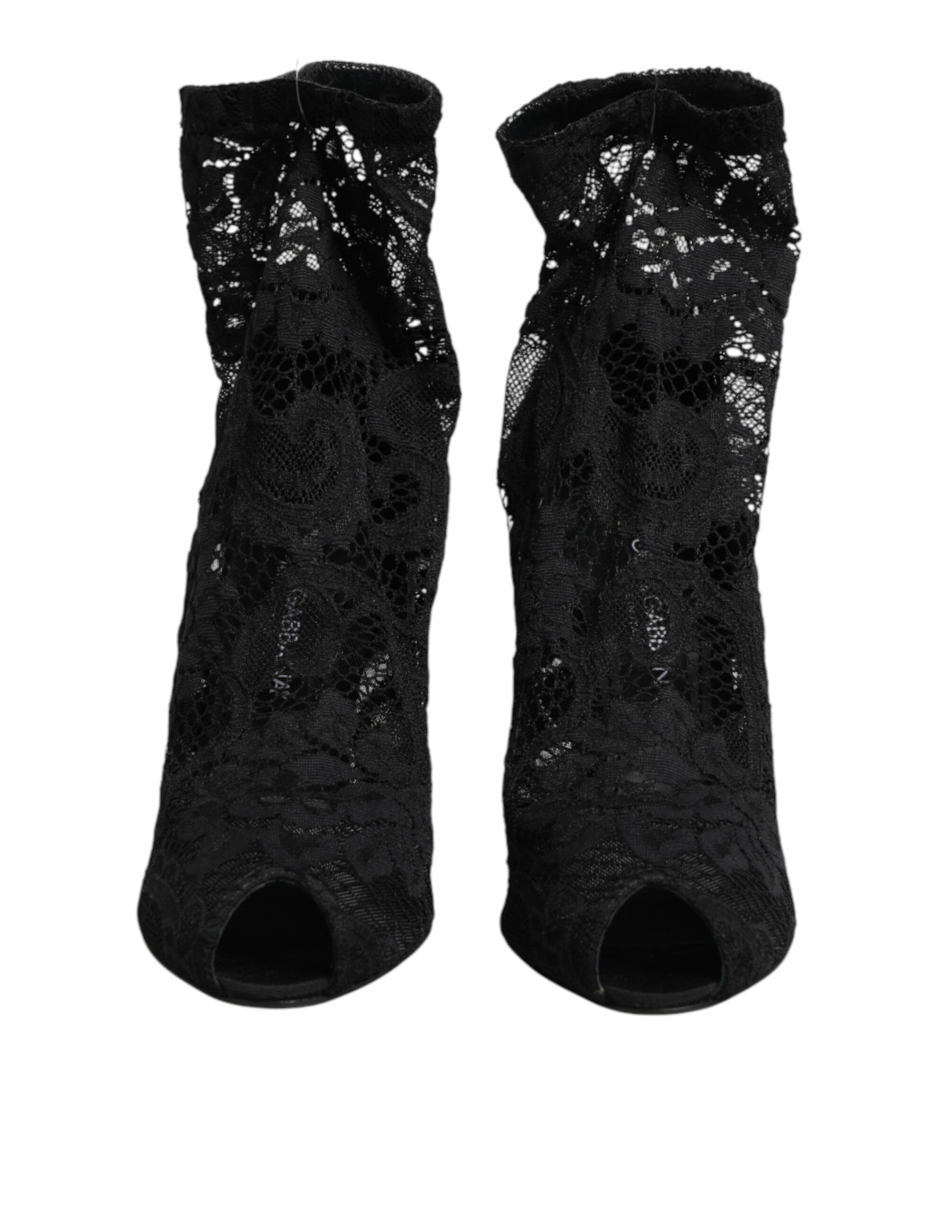 Dolce & Gabbana Black Stretch Taormina Lace Boots