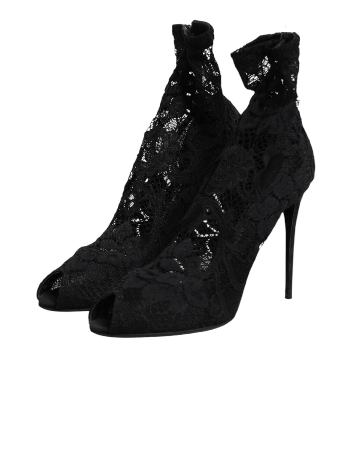 Dolce & Gabbana Black Stretch Taormina Lace Boots