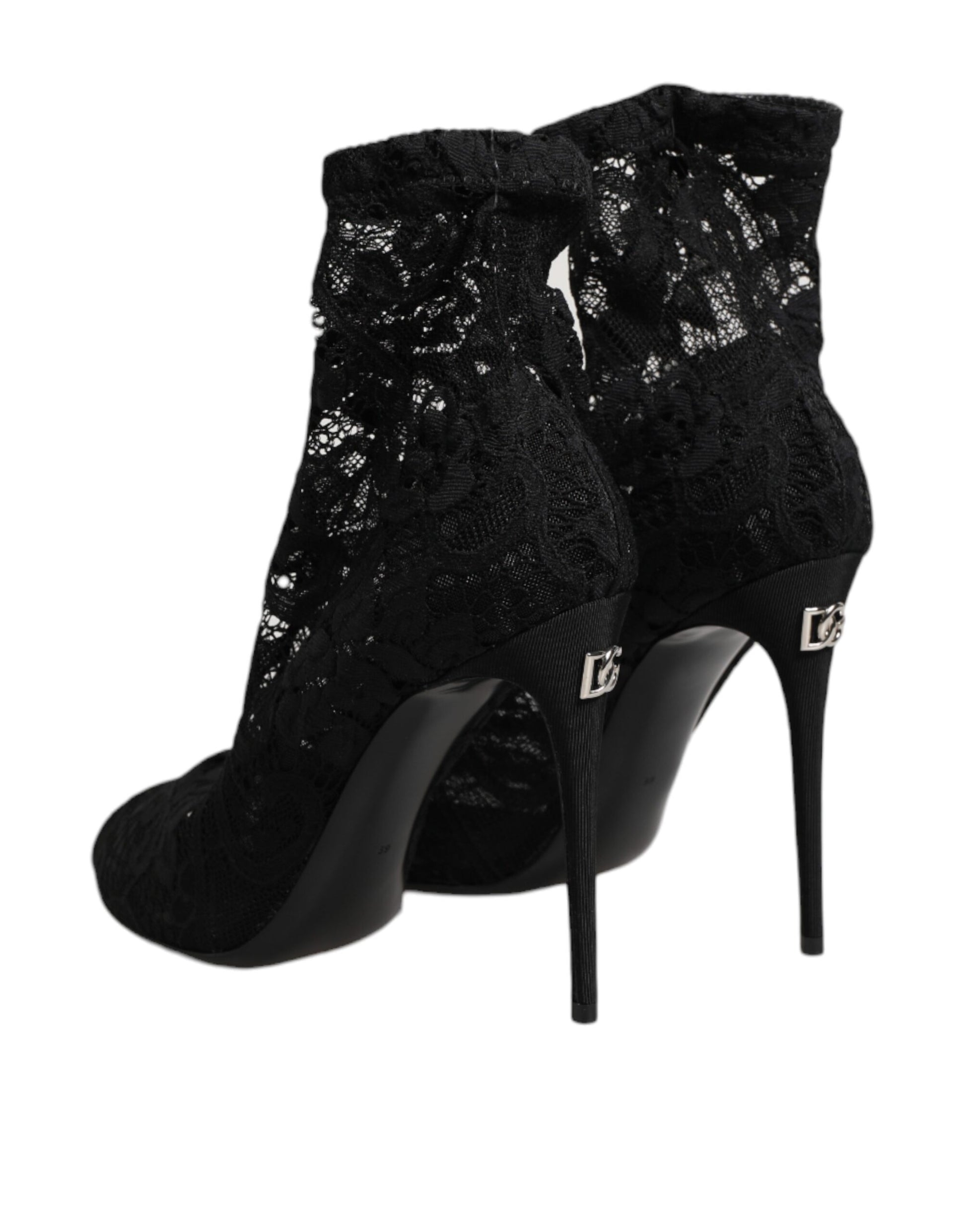 Dolce & Gabbana Black Stretch Taormina Lace Boots