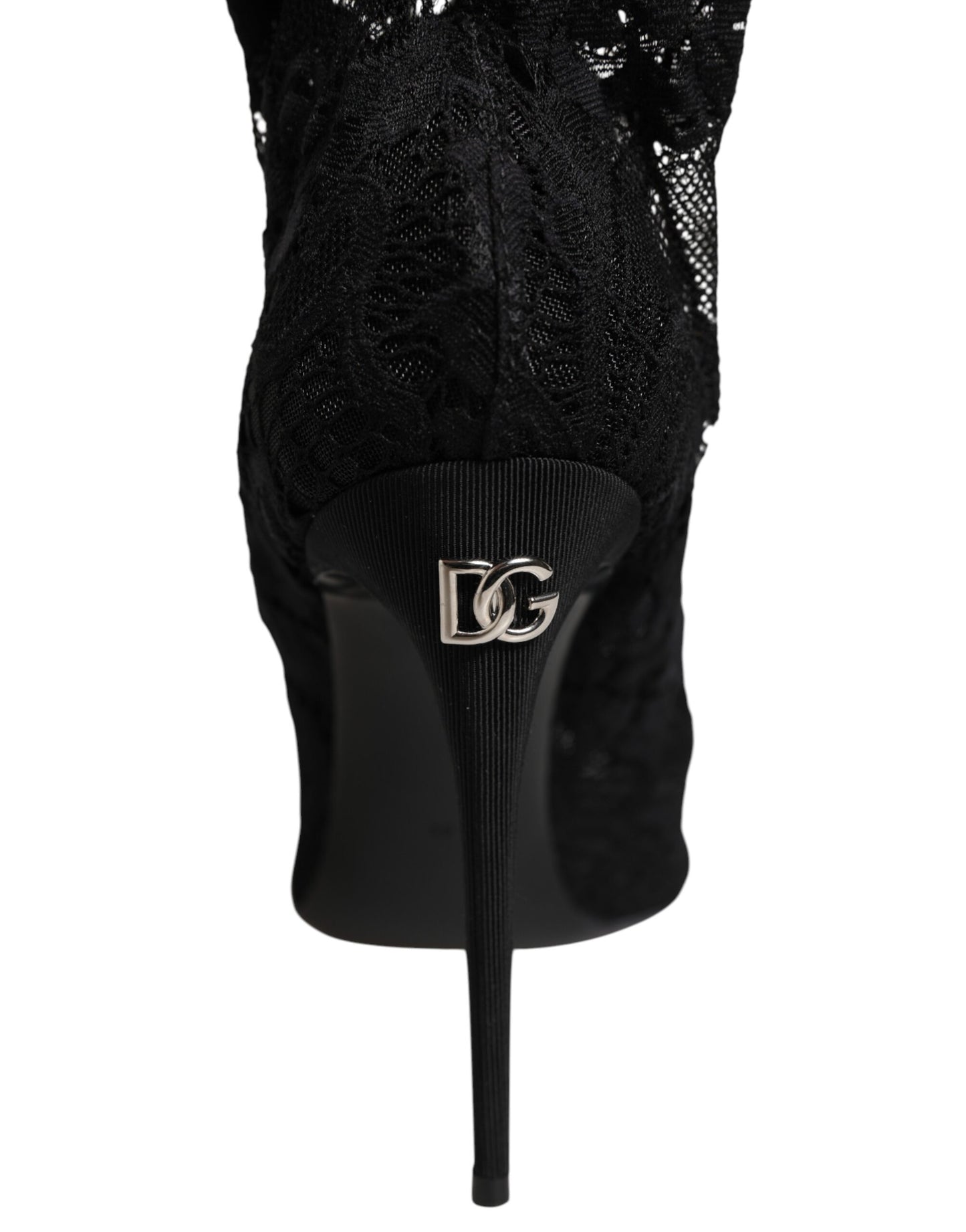 Dolce & Gabbana Black Stretch Taormina Lace Boots