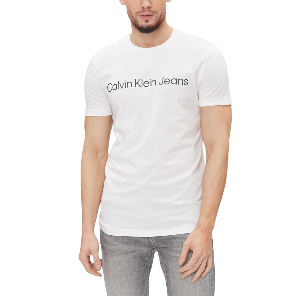 Calvin Klein Jeans White Cotton T-Shirt for Men