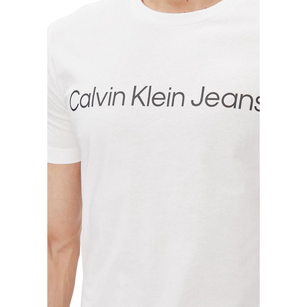 Calvin Klein Jeans White Cotton T-Shirt for Men