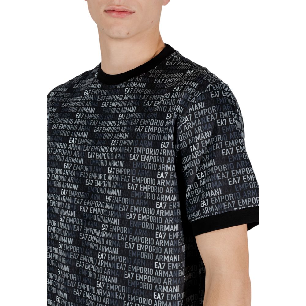 EA7 Emporio Armani Black Cotton T-Shirt for Men