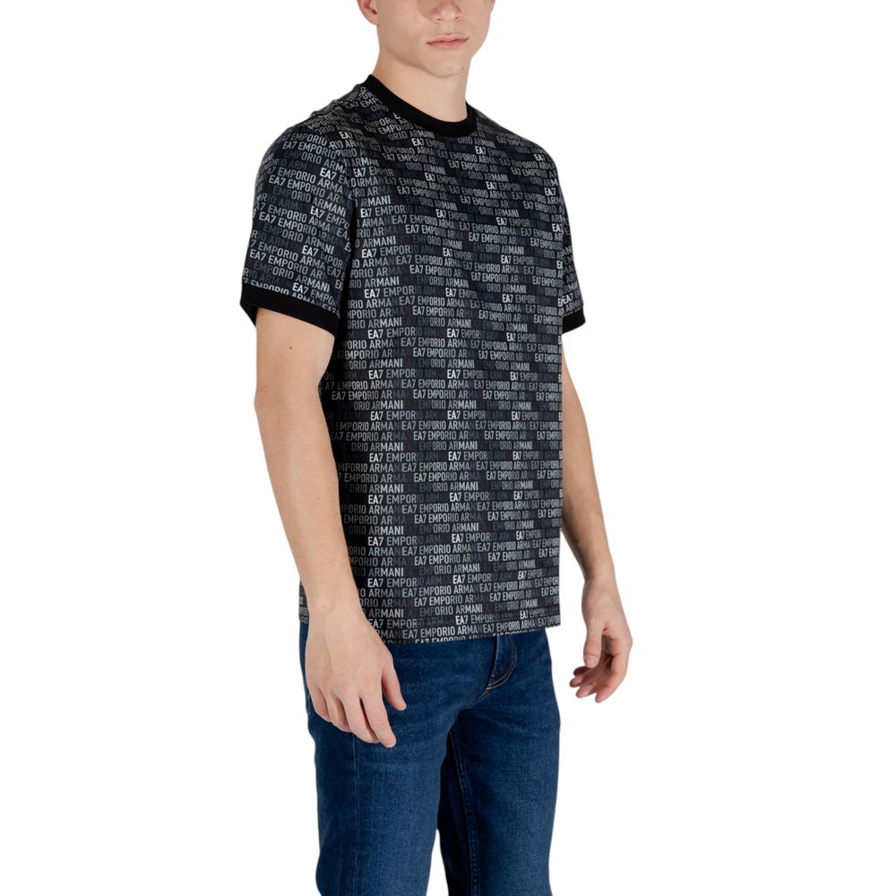 EA7 Emporio Armani Black Cotton T-Shirt for Men