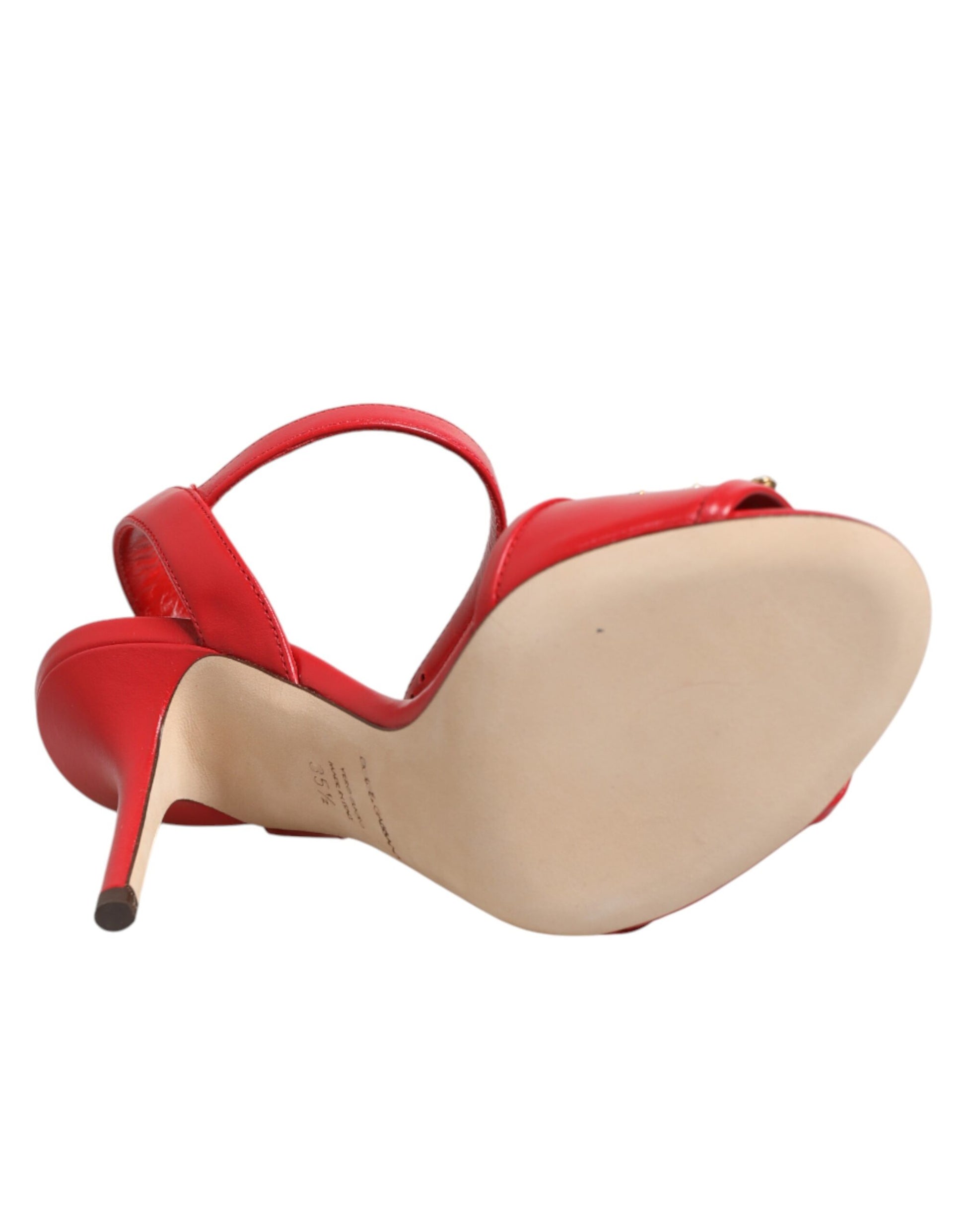 Dolce & Gabbana Red Leather DG AMORE Heels Sandals