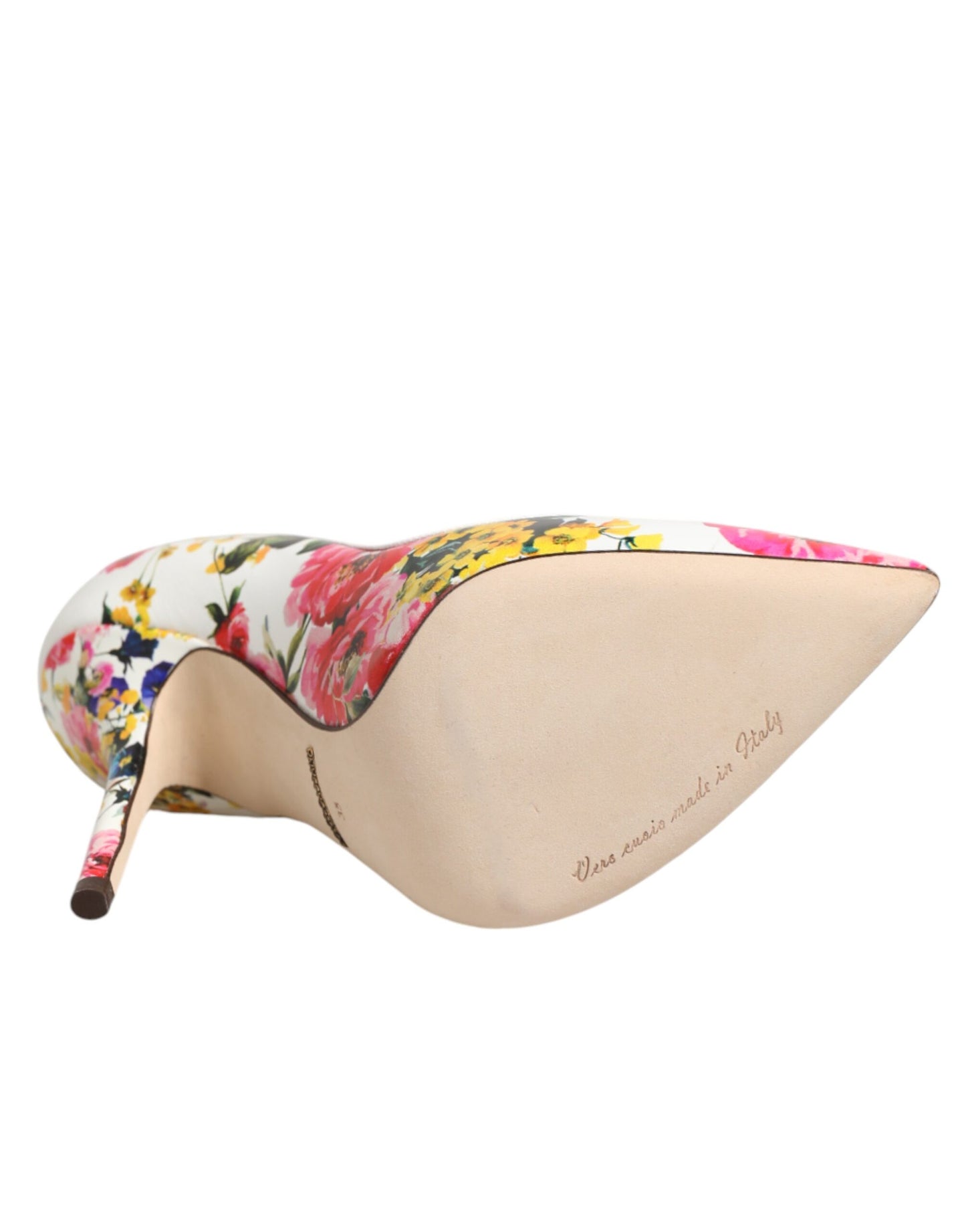 Dolce & Gabbana White Floral Leather High Heels Pumps