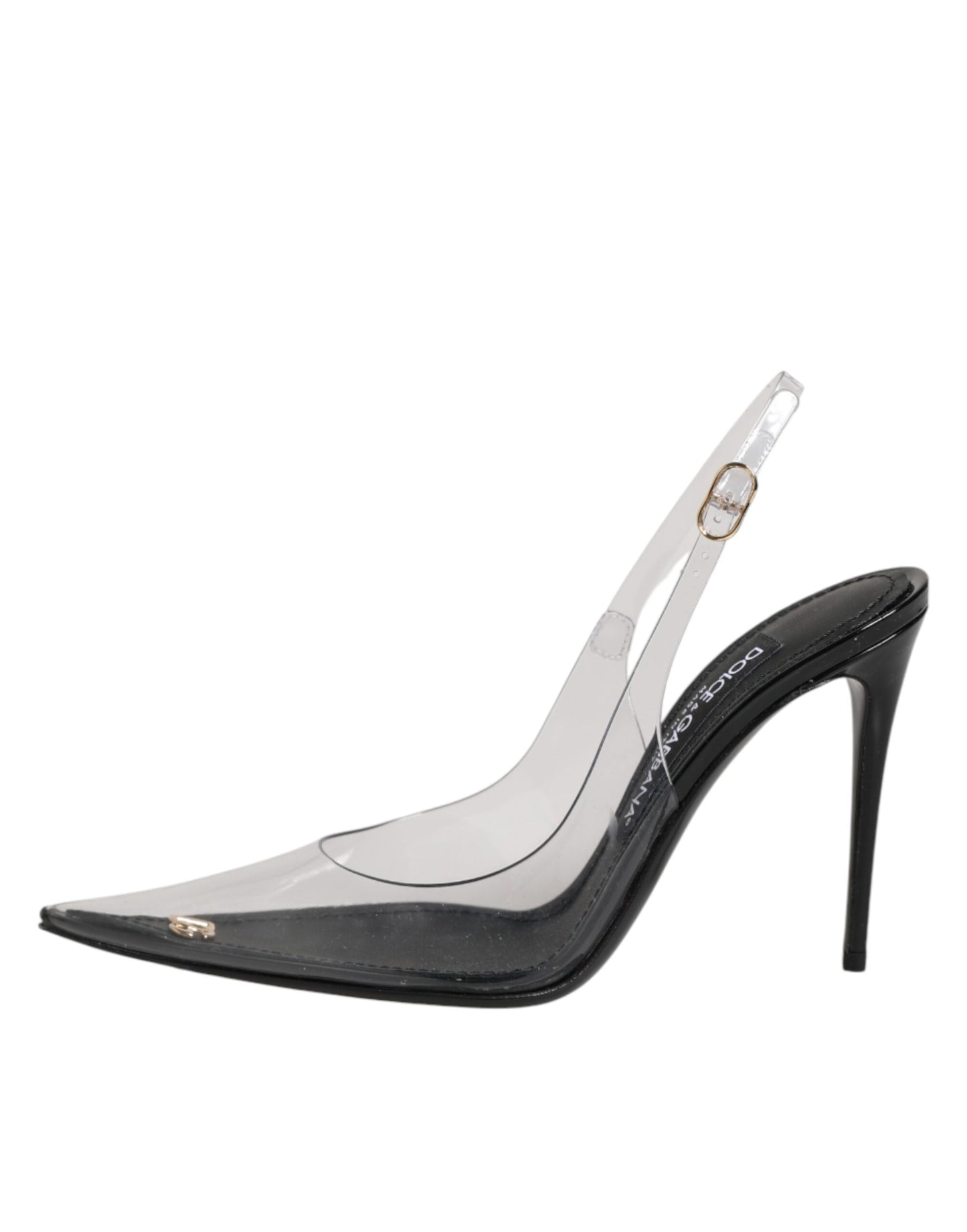 Dolce & Gabbana Black Leather Clear PVC Slingback Pumps