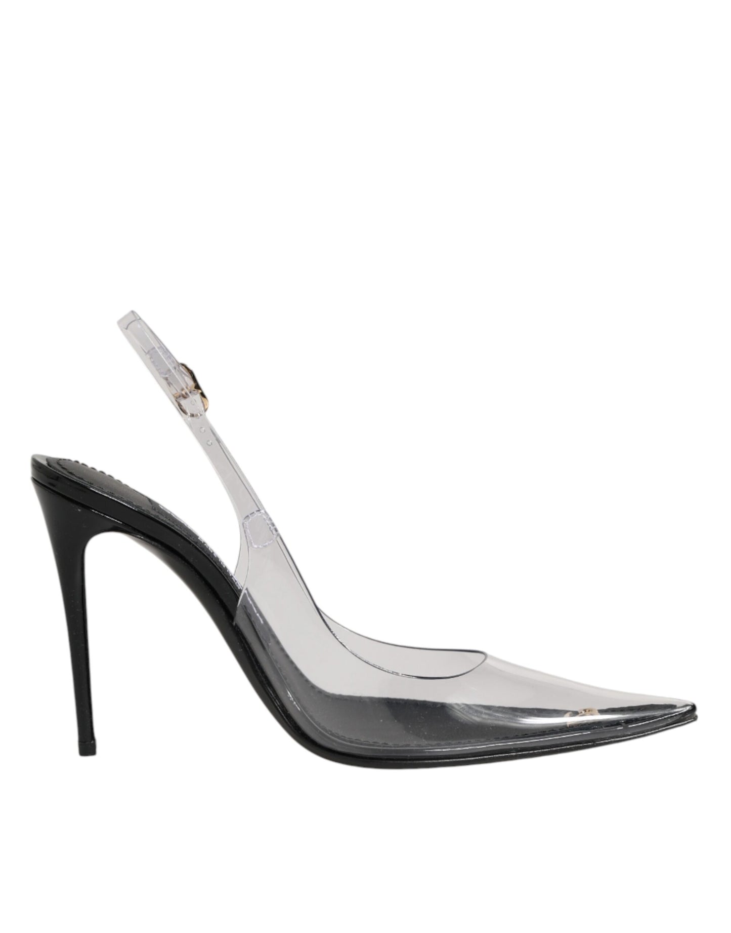 Dolce & Gabbana Black Leather Clear PVC Slingback Pumps