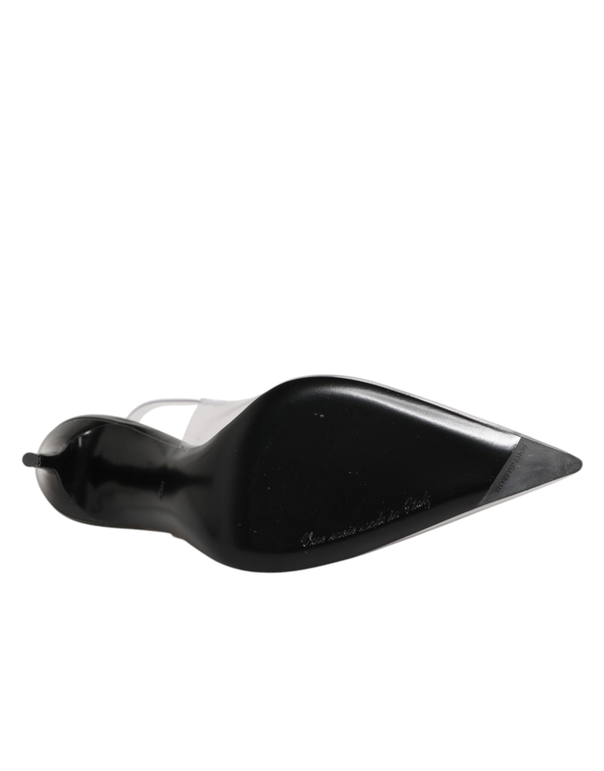 Dolce & Gabbana Black Leather Clear PVC Slingback Pumps