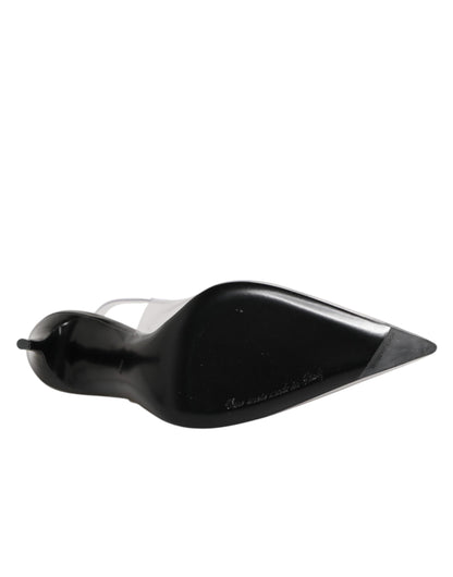 Dolce & Gabbana Black Leather Clear PVC Slingback Pumps