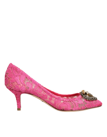 Dolce & Gabbana Pink Taormina Lace DEVOTION Pumps