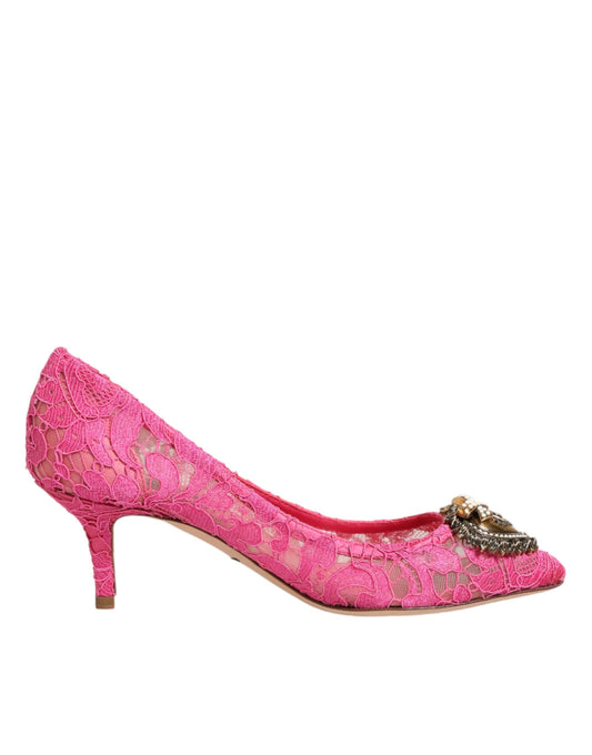 Dolce & Gabbana Pink Taormina Lace DEVOTION Pumps