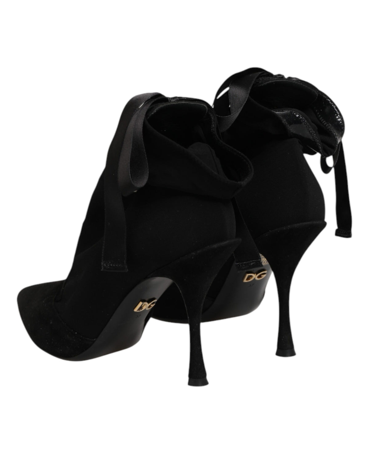 Dolce & Gabbana Black Stiletto Heels Lace Up Boots