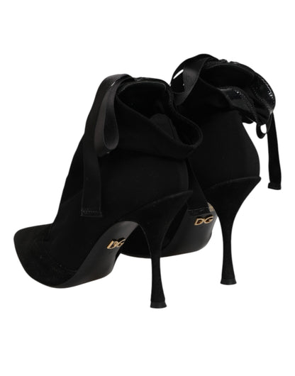 Dolce & Gabbana Black Stiletto Heels Lace Up Boots