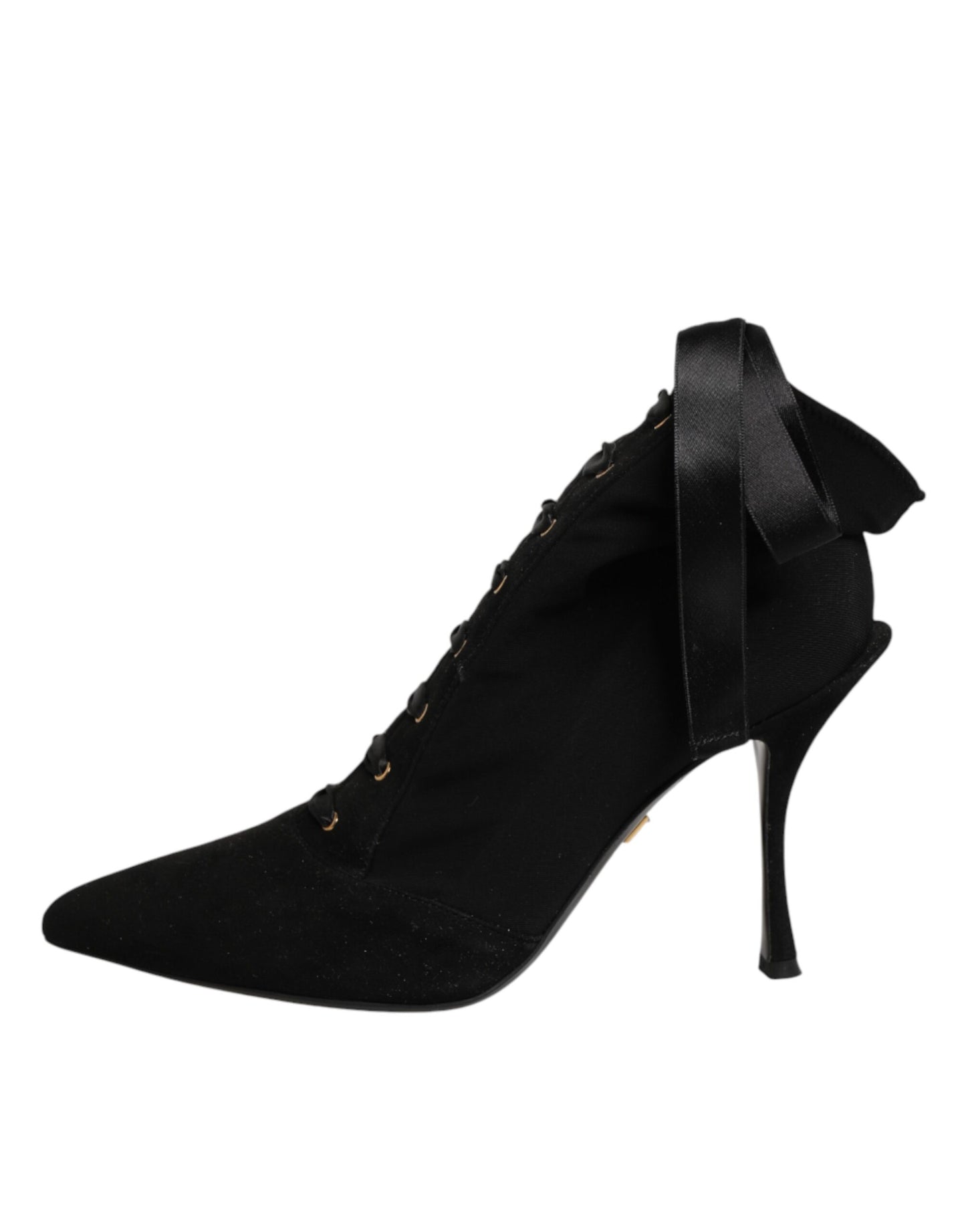 Dolce & Gabbana Black Stiletto Heels Lace Up Boots