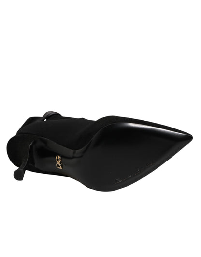 Dolce & Gabbana Black Stiletto Heels Lace Up Boots