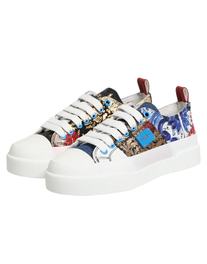 Dolce & Gabbana Multicolor Patchwork Low Top Sneakers