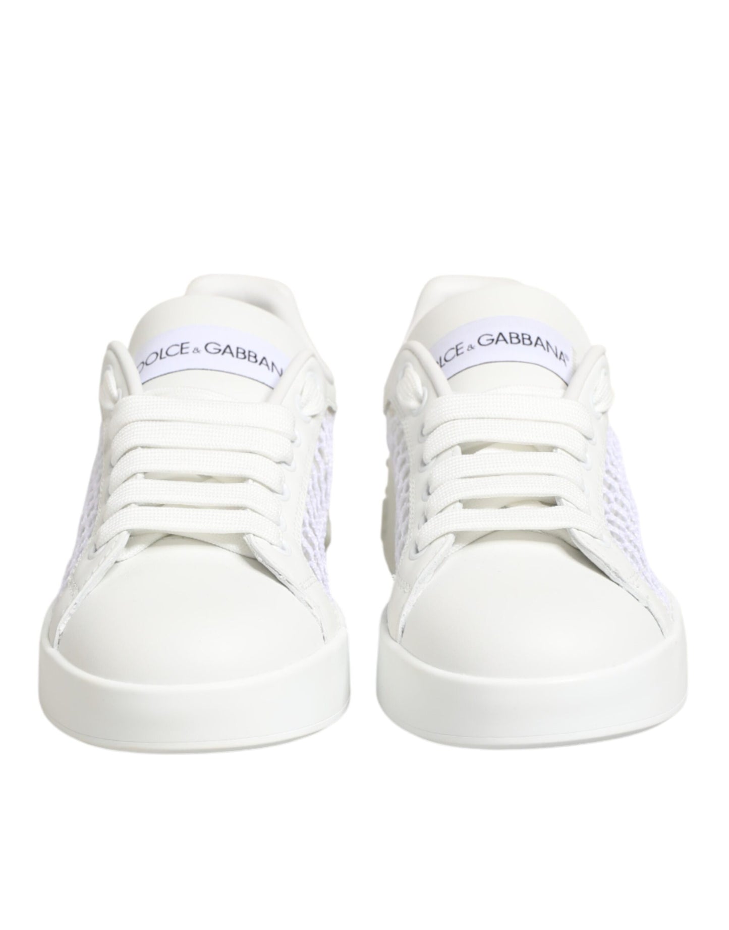 Dolce & Gabbana White Mesh Inserts Low Top Sneakers