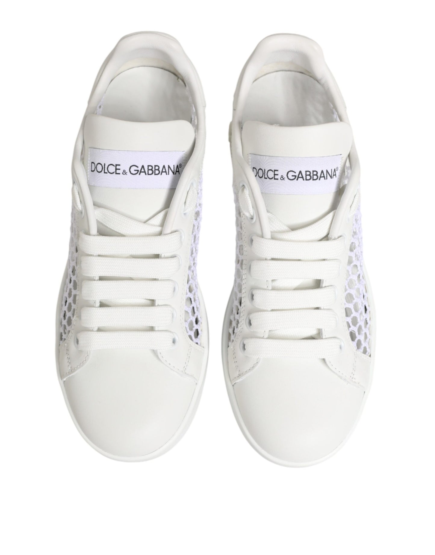 Dolce & Gabbana White Mesh Inserts Low Top Sneakers