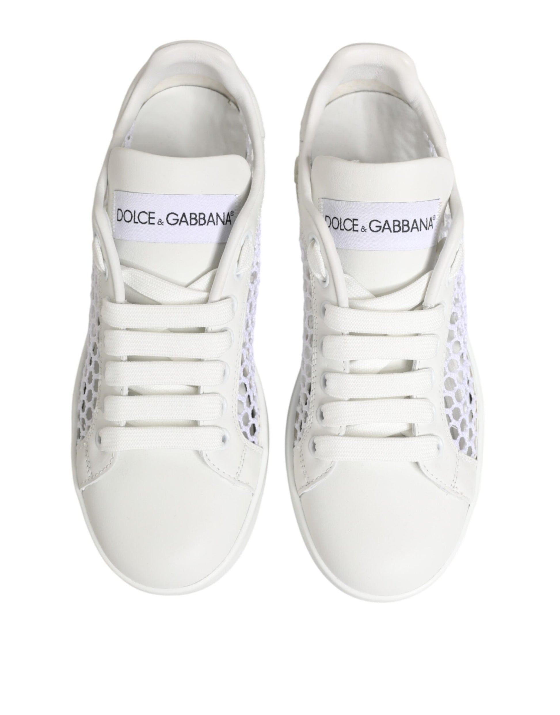Dolce & Gabbana White Mesh Inserts Low Top Sneakers