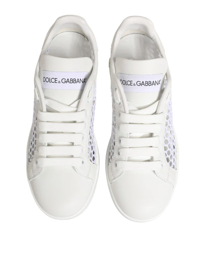 Dolce & Gabbana White Mesh Inserts Low Top Sneakers