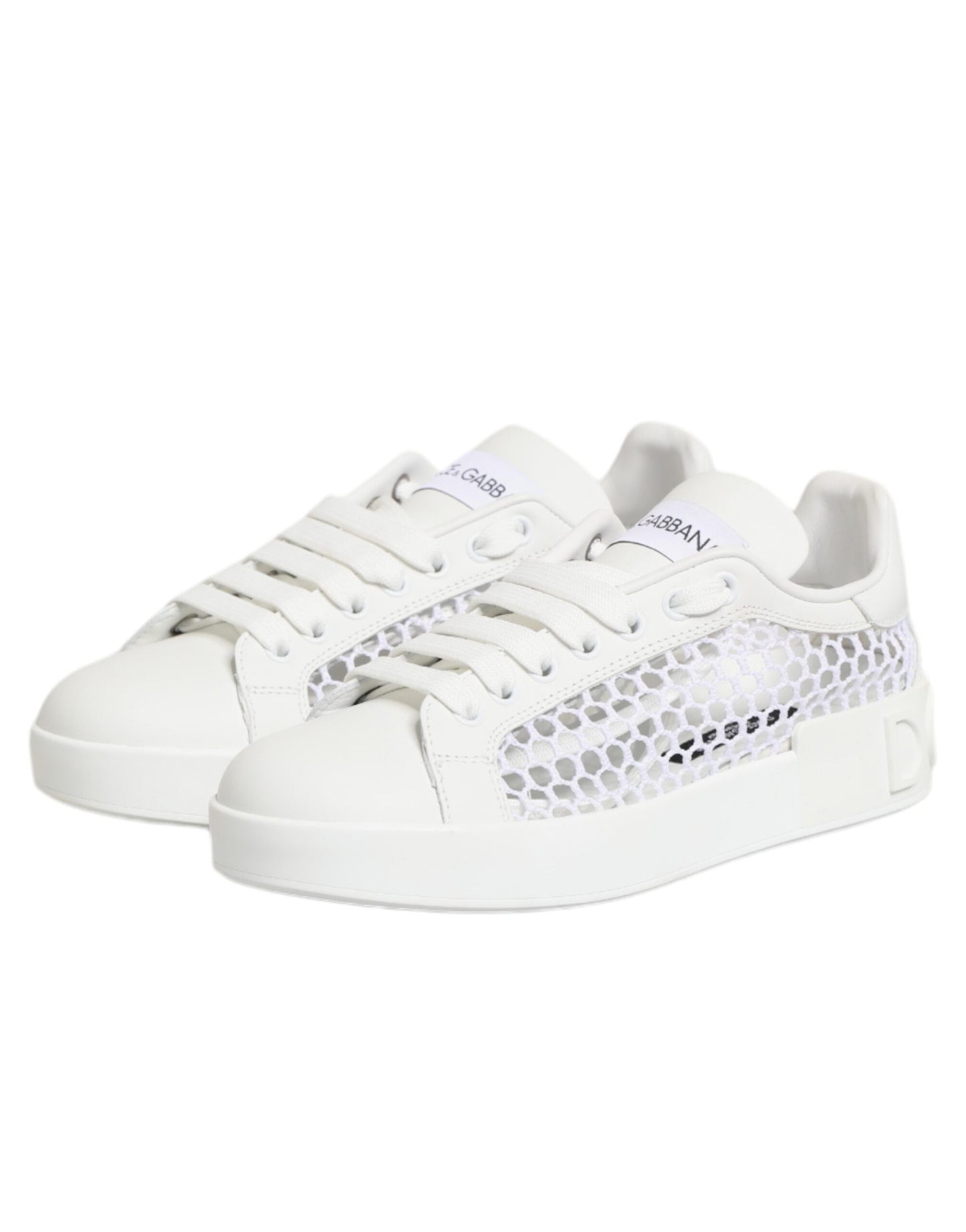 Dolce & Gabbana White Mesh Inserts Low Top Sneakers